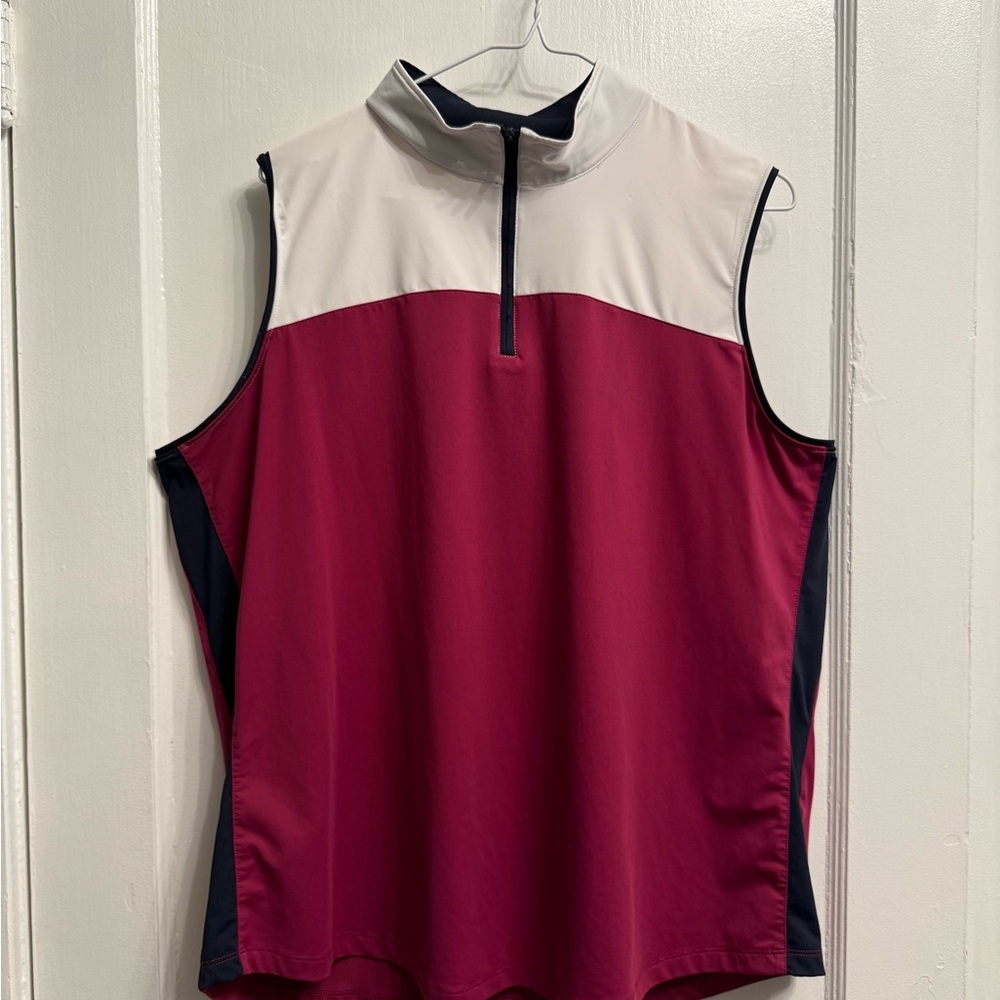 Lady Hagen Navy, White, and Fuchsia Zip-Up Golf Top
